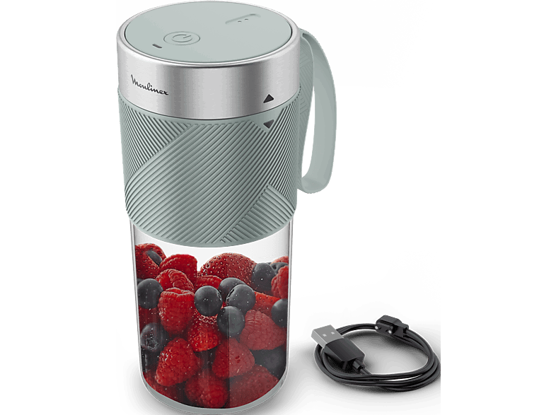 Moulinex Lightmix LM1C04, Personal, Silenciosa, Hermética, 300 ml, Resistente, Carga USB, Resultados en 40 segundos, Azul