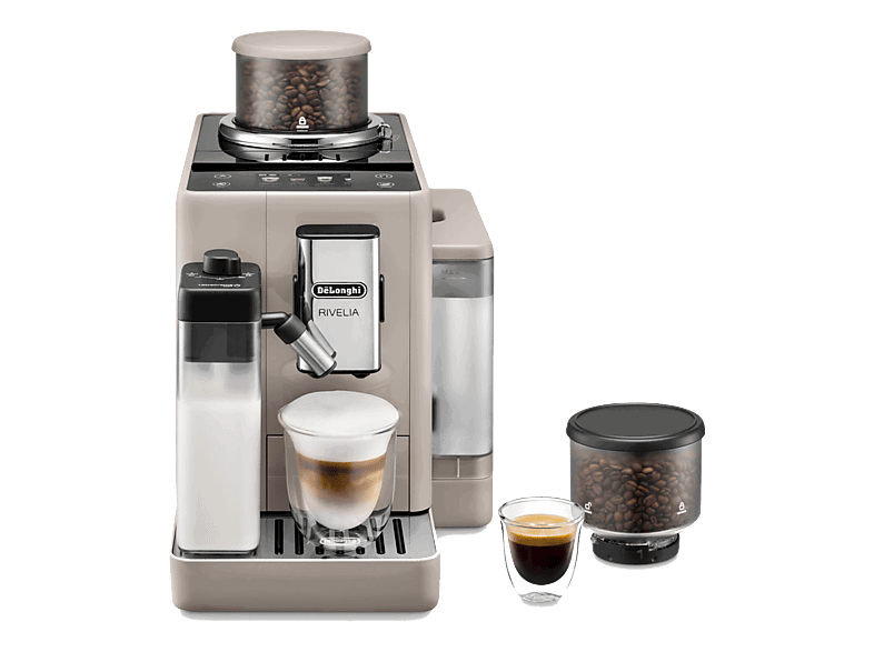 De'Longhi Rivelia EXAM440.55.BG, 1450W, 19bar, Molinillo integrado,LatteCremaHot, Depósito leche, Táctil, 16 recetas, Beige