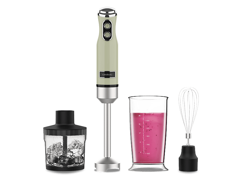 Cecotec Power RetroGreen 1200MAX Cream&Crush, 1200 W, Cuchilla 4 hojas, Titanio negro, Diseño retro, Accesorios, Verde