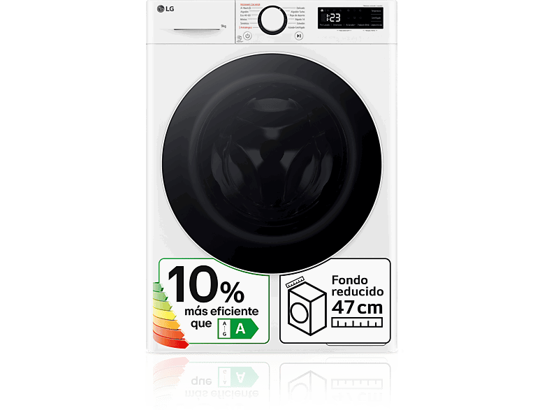 LG F2WR5S09A0W, Serie fondo especial 500, 9 kg, 1200 rpm, 12 programas, AI Direct Drive™, Steam™, Blanco