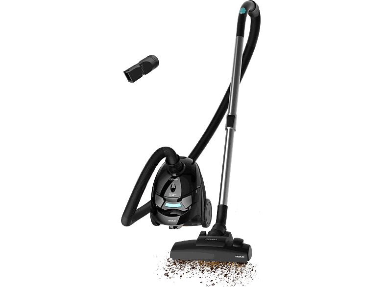 Cecotec Conga Powerbag 2000, 800 W, 2 l, 16kPa, Tubo telescópico, Incluye accesorios para muebles y esquinas, Black