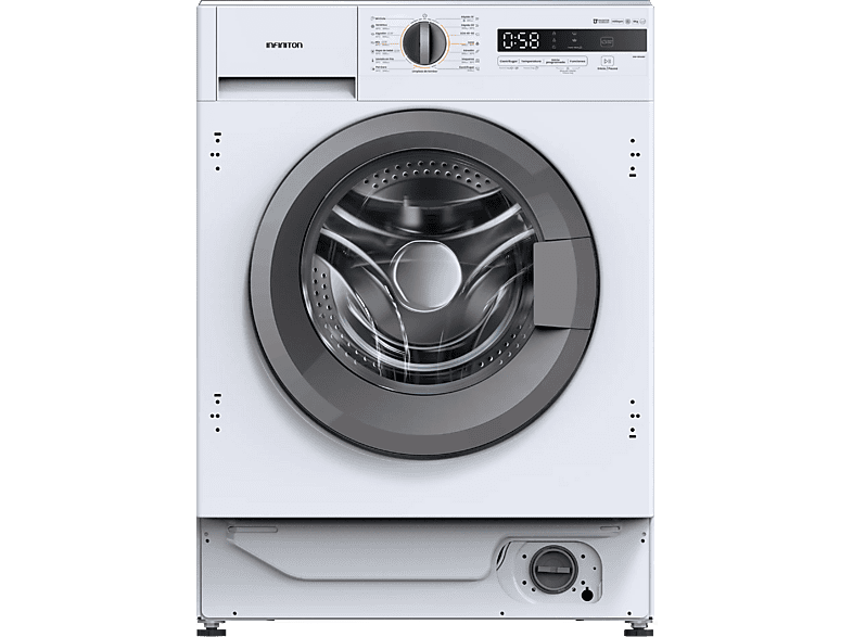 Infiniton WM-B84ABN, 8 kg, 1400 rpm, 15 Programas, Inverter, Integrable, Pet Care, Sin panelar