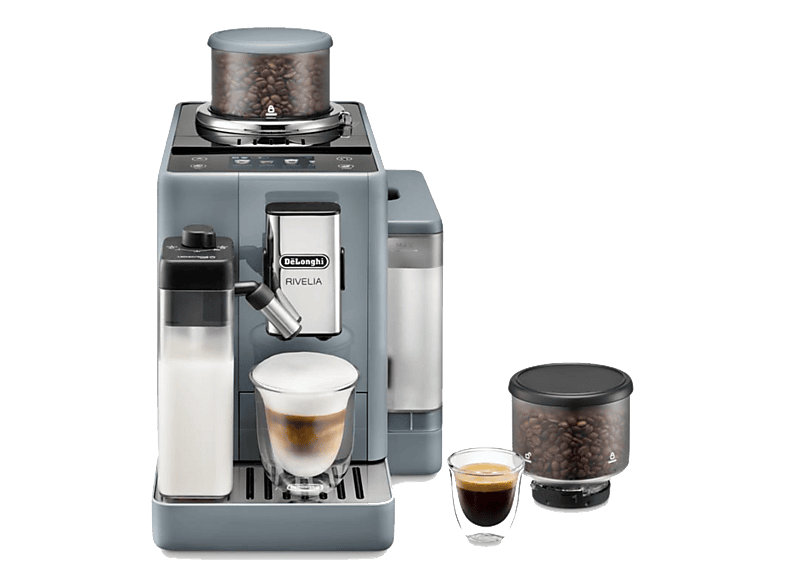 De'Longhi Rivelia EXAM440.55.G, 1450W, 19 bar, Molinillo integrado, LatteCremaHot, Depósito leche, Táctil, 16 recetas, Gris