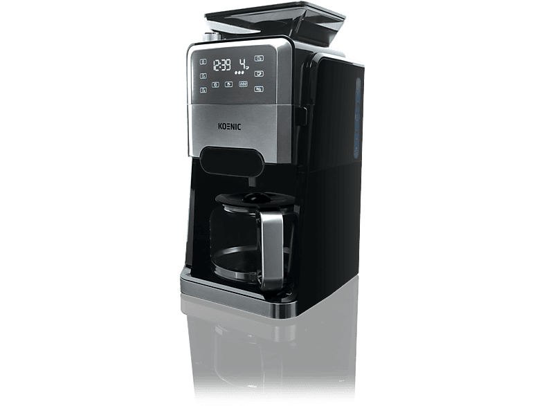 KOENIC KCM 141224, 1520 W, 1.5l Capacidad Depósito Agua, 12 Tazas, Negro/Acero Inoxidable