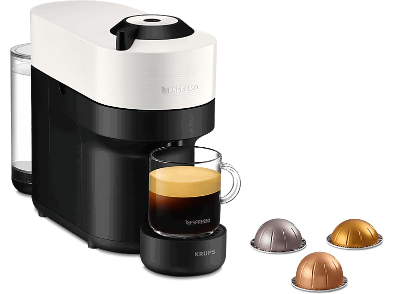 Nespresso® Krups Vertuo Pop XN920110, 1500 W, 0.56 L, Calentamiento 30 s, Tecnología Centrifusion™, Bluetooth, Wi-Fi, White