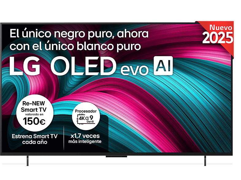 LG OLED42C55LA, 4K, Procesador Inteligente α9 AI Processor 4K Gen8, Smart TV, DVB-T2 (H.265), Negro