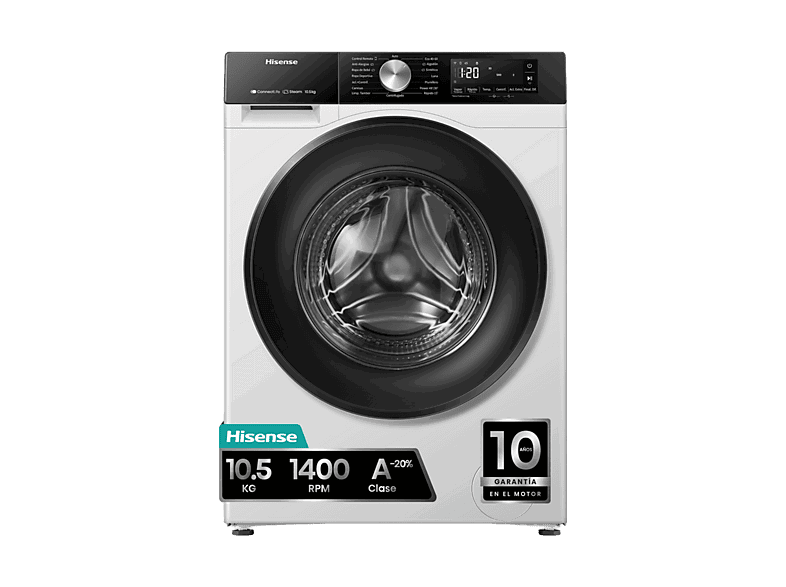 Hisense WF3S1043BW3, 10 kg, 1400 rpm, 19 programas, A-20%, WiFi, Blanco