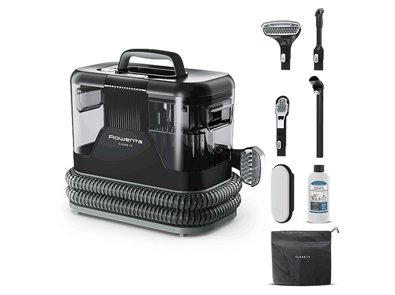 Rowenta Clean IT IN5021, Limpia y manchas, Depósito extraíble, 2.3L, Hasta 13.5 kPa, 750w, Autolimpieza, Negro