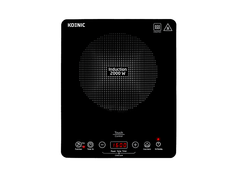 KOENIC KIP 201025, Libre instalación, 1 Zona, 2000W, Rango de Temperatura 60–240°C, Control Táctil, Temporizador, Negro