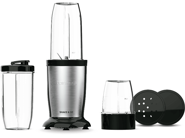 Taurus Shake & Go 800 W, 500 ml, 2 vasos, 1 picador, Security system, Pica hielo, Acero inoxidable