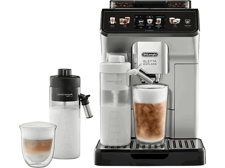 De'Longhi Eletta Explore Cold Brew ECAM450.65.S, 1450W, 19 bar, Molinillo integrado, Táctil, Bebidas frías calientes, Plata