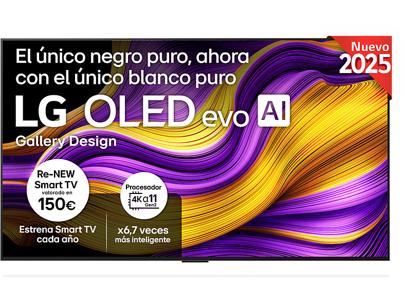 LG OLED55G54LW, 4K, Procesador Inteligente α11 AI Processor 4K Gen2, Smart TV, Gallery Design, Rocky Black