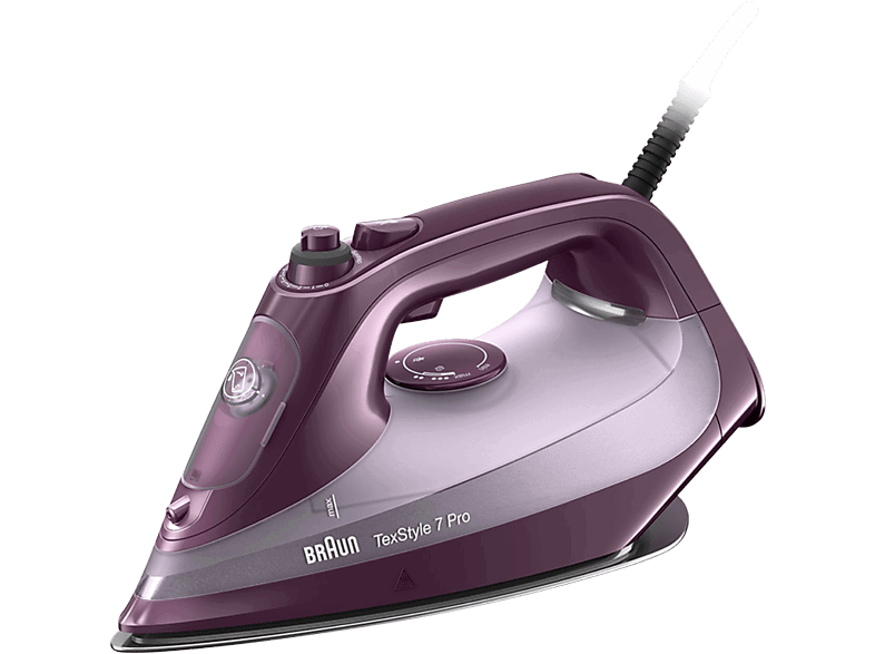 Plancha de vapor -Braun TexStyle 7 Pro SI7181VI, 3000 W, 0.3 l, Golpe 230 gr/min, Suela FreeGlide 3D, Autoapagado, Violeta