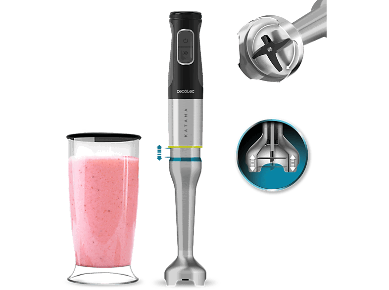 Cecotec Katana 12 Jar G, 1200 W, 21 velocidades, Turbo, Vaso 800ml, Brazo XL, Grey