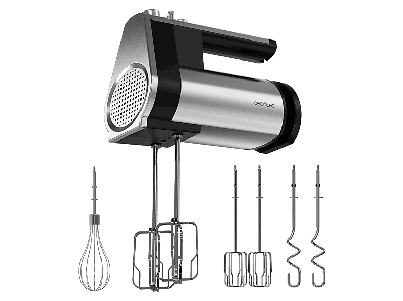 Cecotec PowerTwist 500 Full Steel, Motor W, 5 velocidades más función turbo, 3 accesorios, Pulsador QuickOut, Gris