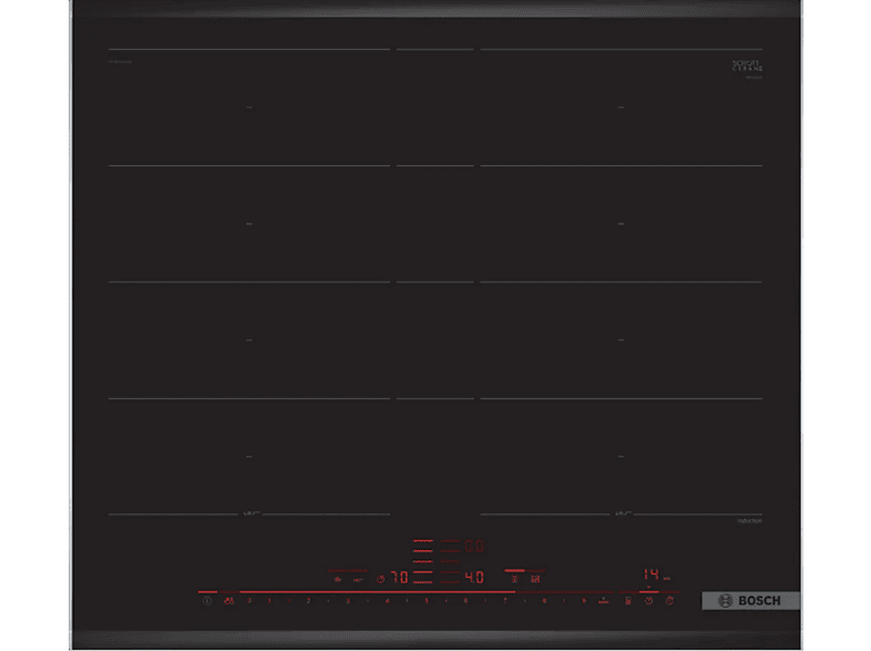 Bosch PXY675DC1E, Inducción, 2 zonas, 23 cm, Negro