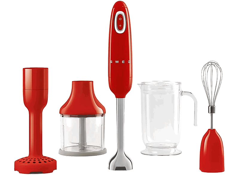 Smeg HBF22RDEU, 700 W, Velocidad variable, Función Turbo, Cuchillas Acero inoxidable, Rojo
