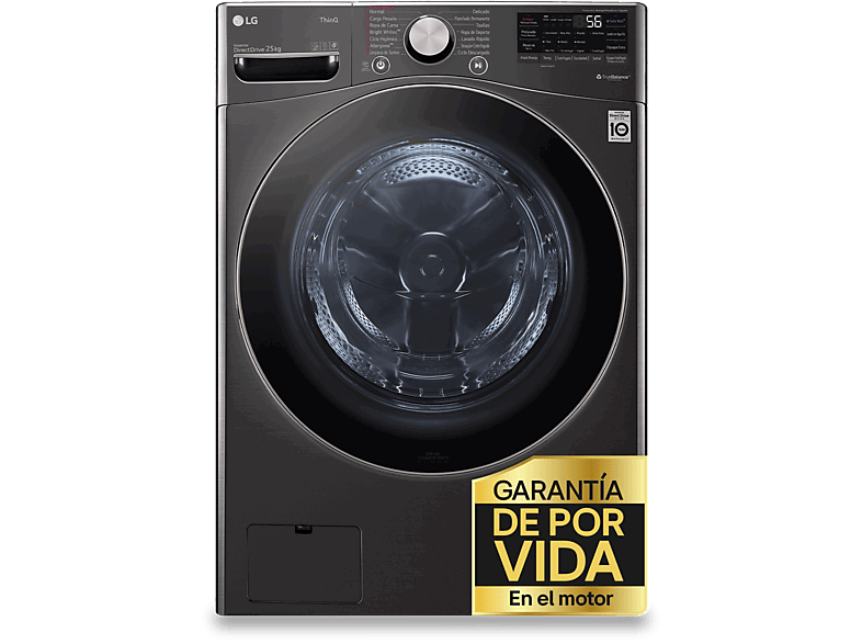LG F0P3CYV2E, 20 kg, 1000 rpm, 14 programas, AI Direct Drive™, TurboWash™360˚, Acero negro