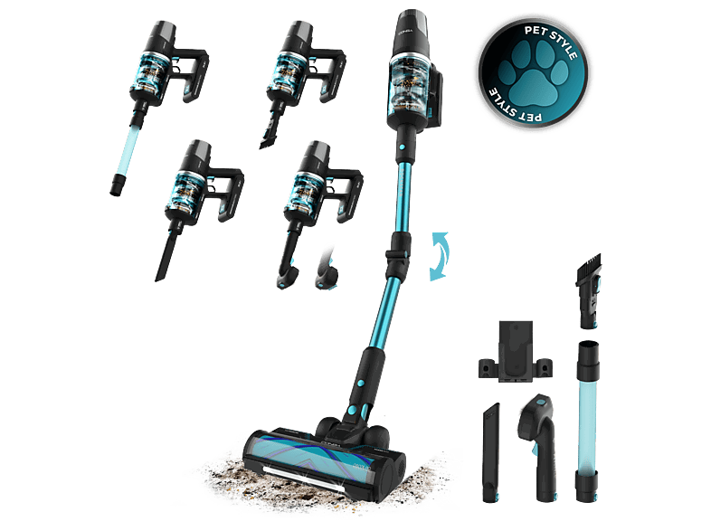 Cecotec Conga Rockstar RX50 Pet Flex Genesis, 300 AW, 90 min autonomía, Tubo Flex, Cepillo antienredos XL, Multicolor