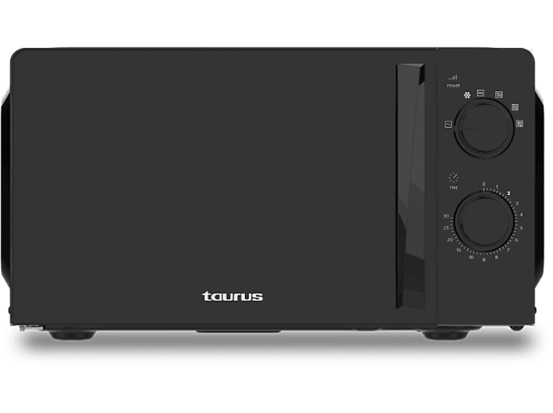 Taurus Ready Ver.II, 700 W, 900 W Grill, 9 Niveles de Potencia, 20l, Temporizador 30 min, Puerta Cristal, Black