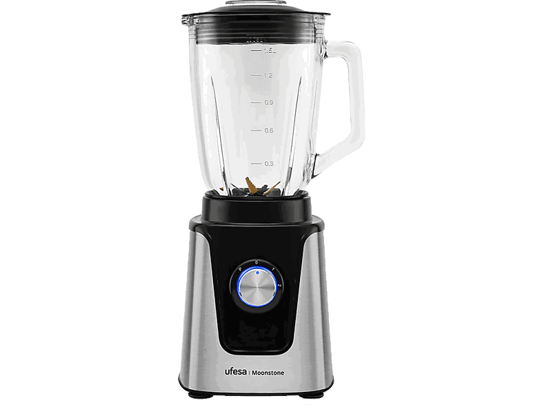 Ufesa Moonstone, 1500 W, 1.5 l, 2 Velocidades+Turbo, Bloqueo seguridad, 6 cuchillas, Plata y Negro