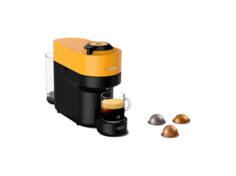 De'Longhi Nespresso® Vertuo Pop ENV90.Y, 1260W, 0.56 l, Calentamiento 30s, Tecnología Centrifusión™, Bluetooth, Wi-Fi, Amarillo
