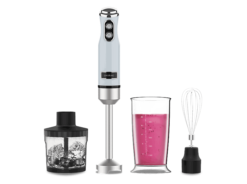 Cecotec Power RetroBlue 1200MAX Cream&Crush, 1200 W, Cuchilla titanio negro 4 hojas, Set accesorios, Diseño retro, Azul