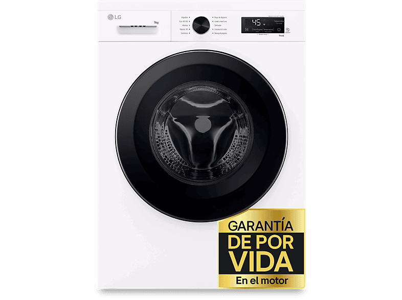 LG F4X1009NWK, 9 kg, 1400 rpm, 10 programas, AI Direct Drive™, Steam™, Blanco Marfil