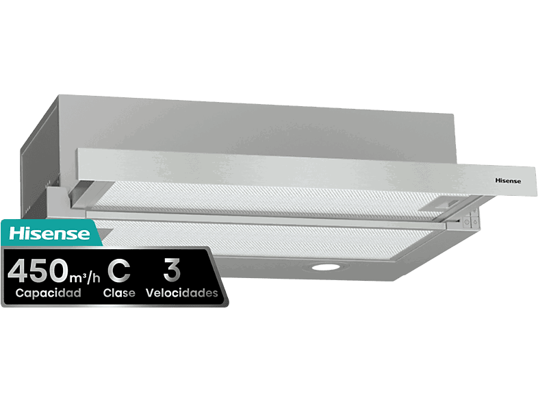 Hisense CH6TL4BX, 3 Velocidades, 450 m³/h, 60 cm, Inox