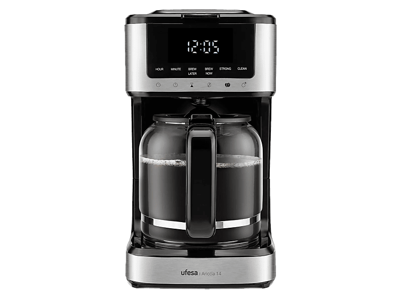 Ufesa Ariccia 14, 900 W, 1.8 l, 14 tazas, Negro y Plata