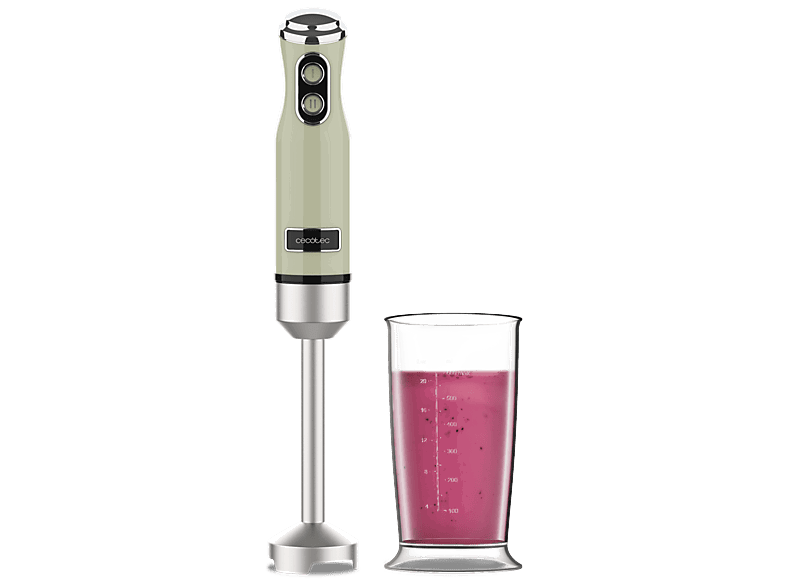 Cecotec Power RetroGreen 1200MAX, 1200W, Cuchillas titanio, Velocidad ajustable, Diseño retro, Verde