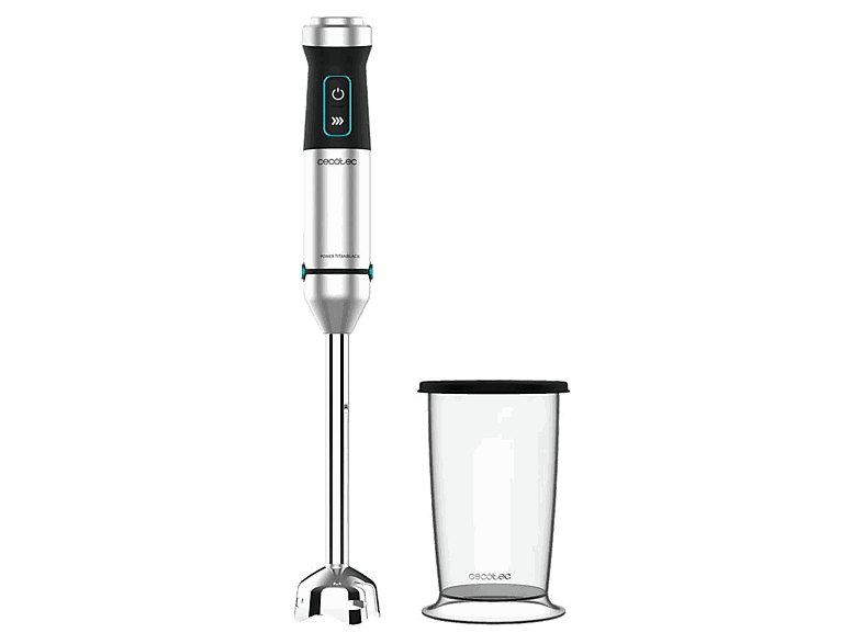 Cecotec Power Titanblack 1500 XL, W, Tecnología CrossBlades, Pie XL extralargo, Antisalpicaduras, Vaso 800 ml, Plata