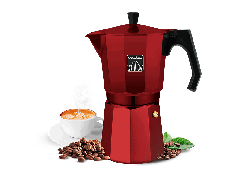 Cecotec Mokclassic 900 Red, Aluminio, 9 tazas (550 ml), Apta para todo tipo de cocinas, Rojo