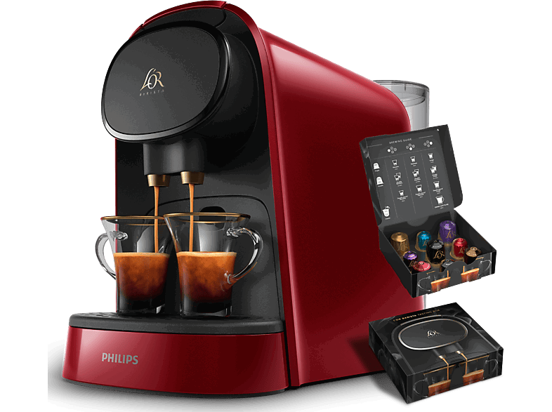 Philips LM8012/51 L'OR Barista, 2 tazas o 1 doble, 19 bares, Depósito l, Rojo