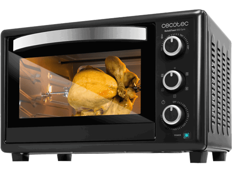 Cecotec Bake&Toast 3090 Black Gyro, De convección, 1500 W, 30 l, 230°C, 5 modos, Rustidor giratorio, Temporizador,