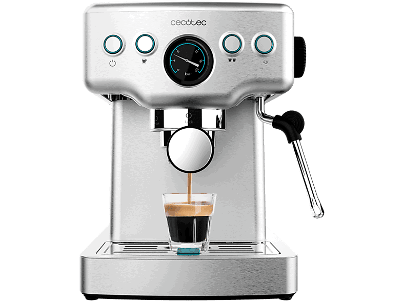 Cecotec Power Espresso 20 Barista Mini, bar, 1465 W, 1.8 l, 2 tazas, Manómetro, Thermoblock, Inox