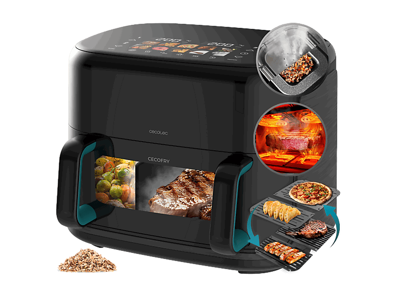 Cecotec Cecofry&Grill Smokin’Prime 11000, 2800 W, Funcion ahumador, Doble cestillo, 11 L, grill, Multicolor