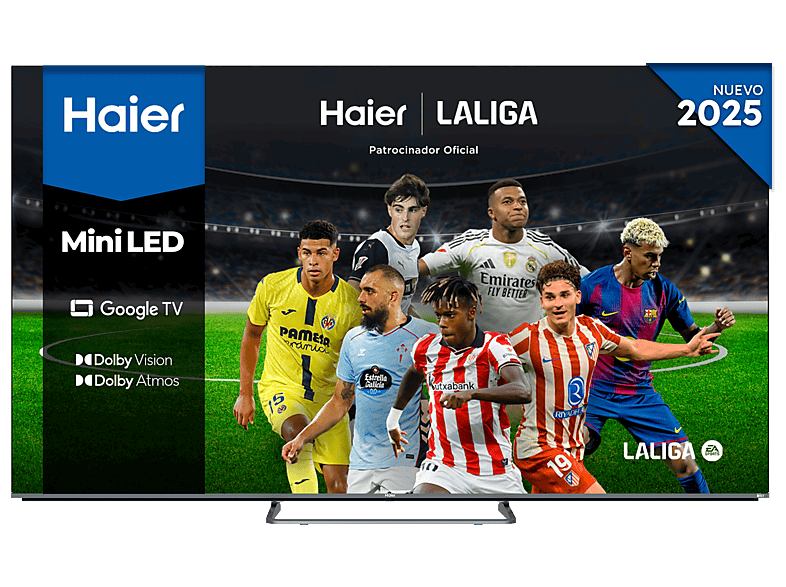 Haier M80 Series H65M80FUX, Smart (Google TV), HDR 4K, Gaming 120Hz DLG Accelerator, Dolby Atmos, Altavoces con Sonido KEF, Negro