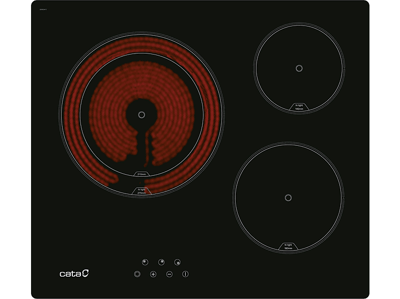Cata TD 6003 BR/A, 3 zonas, Zona grande 27 cm, Quick-Fix System, 59 Negro