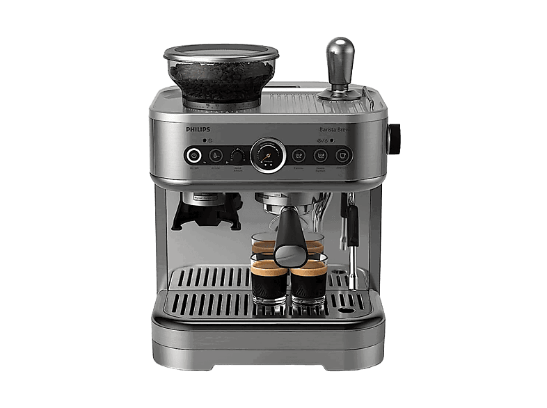 Philips Barista Brew PSA3228/01, Molinillo integrado, Prensador calibrado premium, doble container de café, Capacidad 2,3l, 15 bar.