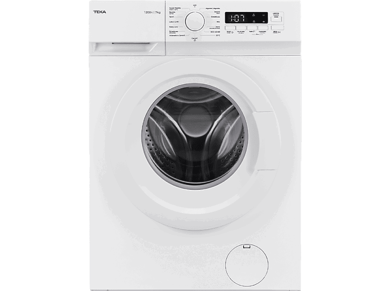 Teka WMK 40740, 7 kg, 1200 rpm, 15 programas, Motor inverter, Electrónica con display digital, Blanco