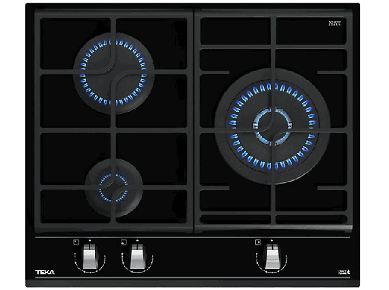 Teka GZC 63310 XBB, 3 zonas, Gas butano, ExactFlame, 60 cm, Negro