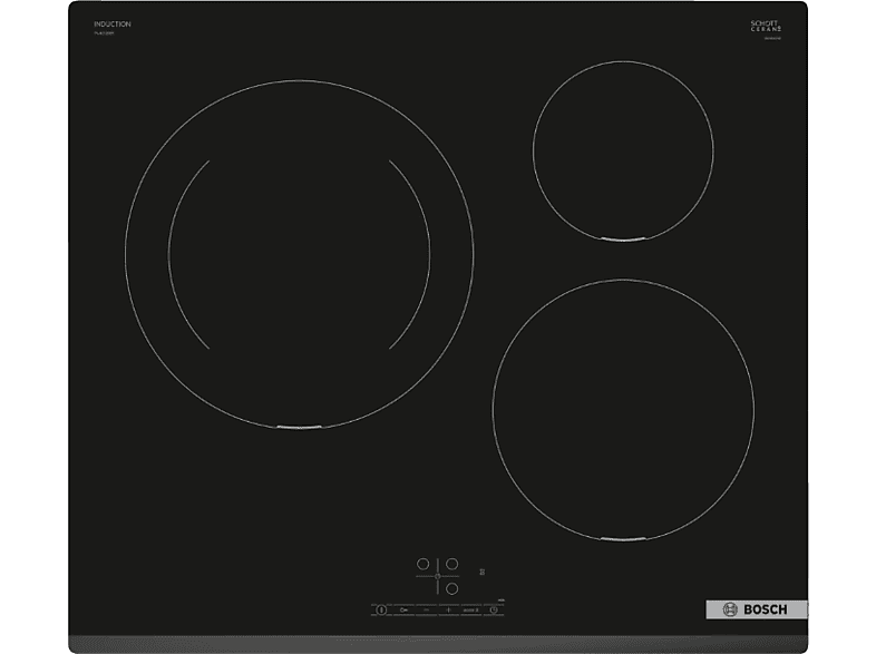Bosch PIJ631BB5E, 3 zonas, Zona grande 28 cm, Control TouchSelect, función Sprint, 59.2 Negro