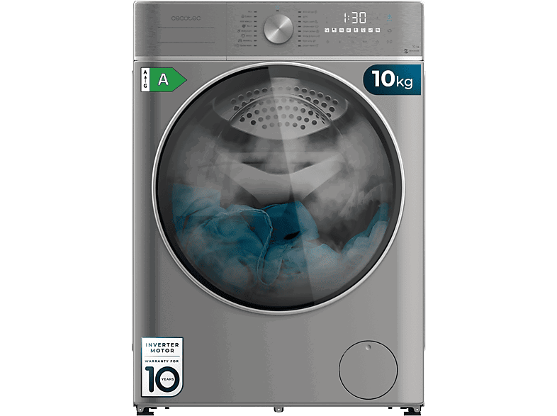Cecotec Bolero DressCode 10800 Inverter Steel A, 10 kg, 1400 rpm, Motor Plus, Detector de carga,