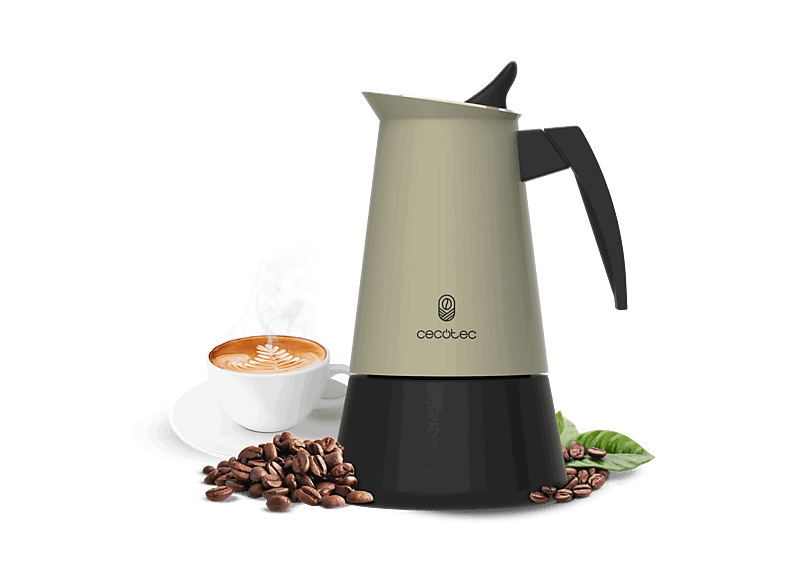Cecotec Piccolina 900 Green, Acero Inoxidable, 450 ml, 10 tazas, Apta para Inducción, Gas, Eléctrica y Vitrocerámica, Verde