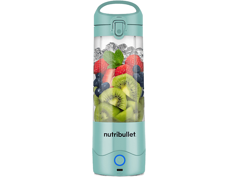 nutribullet Portable, Personal, Vaso portátil 0.475 l, Asa transportable, Carga USB-C, 2000 mAh, Azul claro