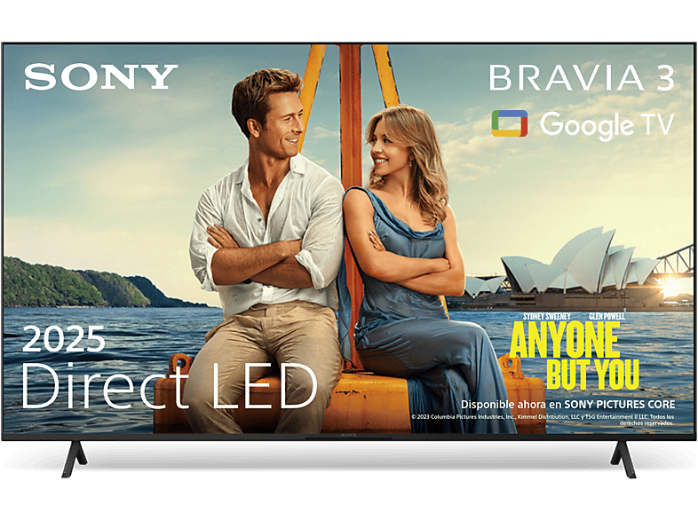 Sony Bravia 3, Direct LED, 4K HDR Processor X1 con IA, Smart (Google TV), TDT HD, DVB-T2, Dolby Atmos/Vision, Chromecast, Eco, 43S35