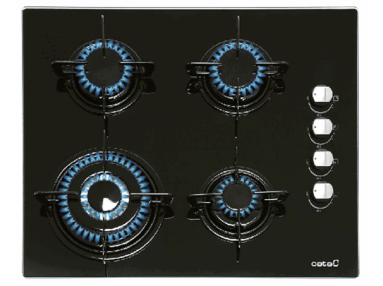 Cata CIB 6031 BK, Vitrocerámica, Gas Butano, 4 quemadores, Negro