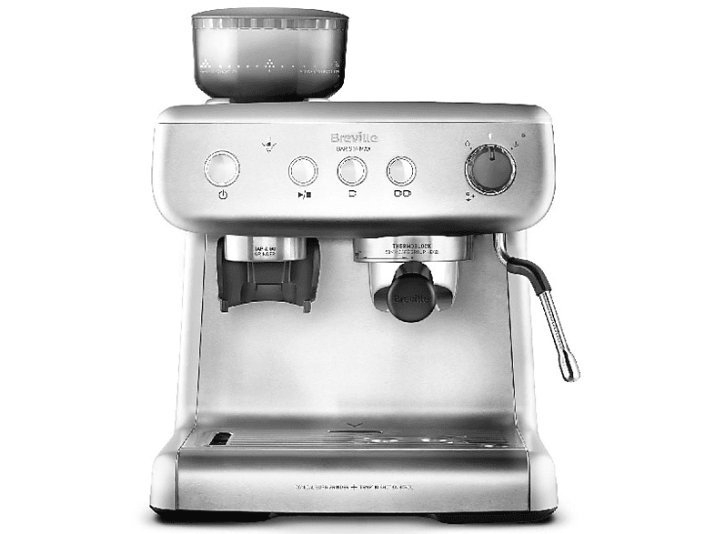 Breville VCF126X, Con Molinillo, 15 bares, Hasta 2 tazas, Depósito 2.8l, Vaporizador, Plata