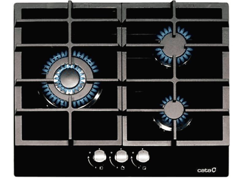 Cata LCIB 6021 BK, 3 zonas, Gas butano, Hierro fundido, 59 cm, Negro